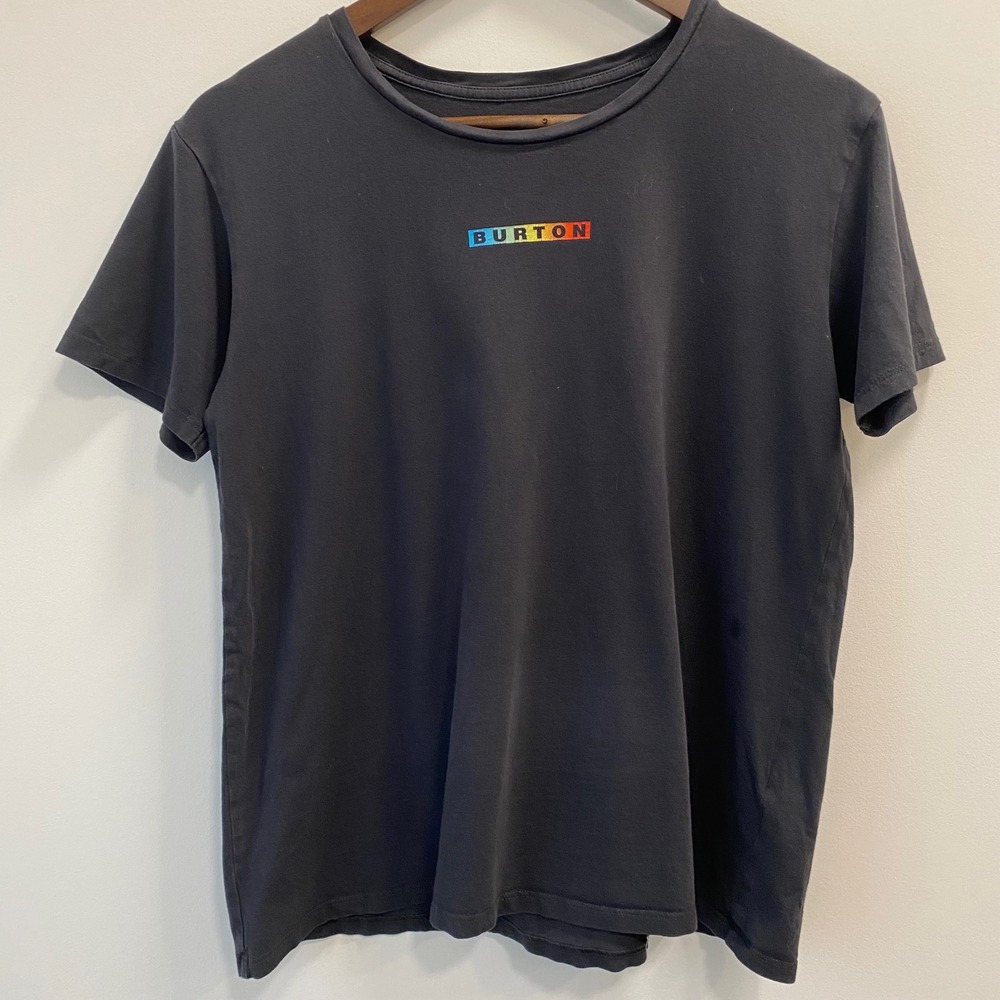 Burton T Shirt Womens M Black W Vault SS Tee Rainbow Logo Short Sleeve Cotton